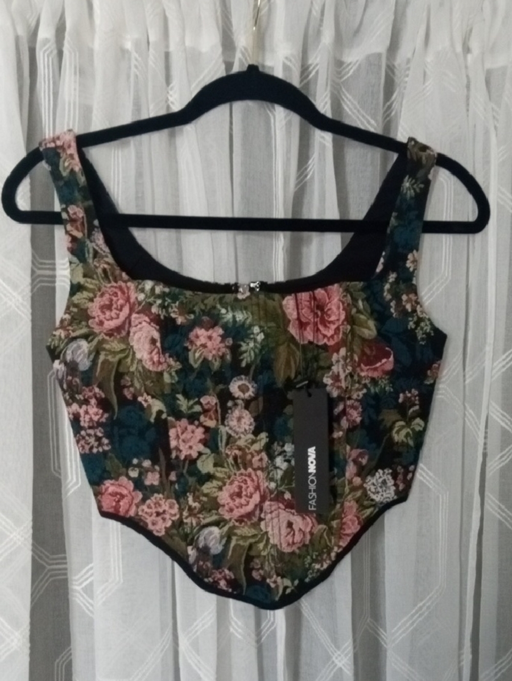NWT Fashion Nova Major Vibe Floral Tapestry Corset Crop Top Size XS